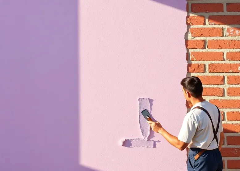 Application d'un enduit décoratif à la lisseuse sur un mur